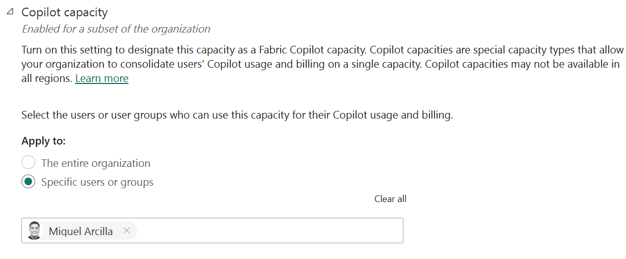 Adding users to use Copilot Capacity
